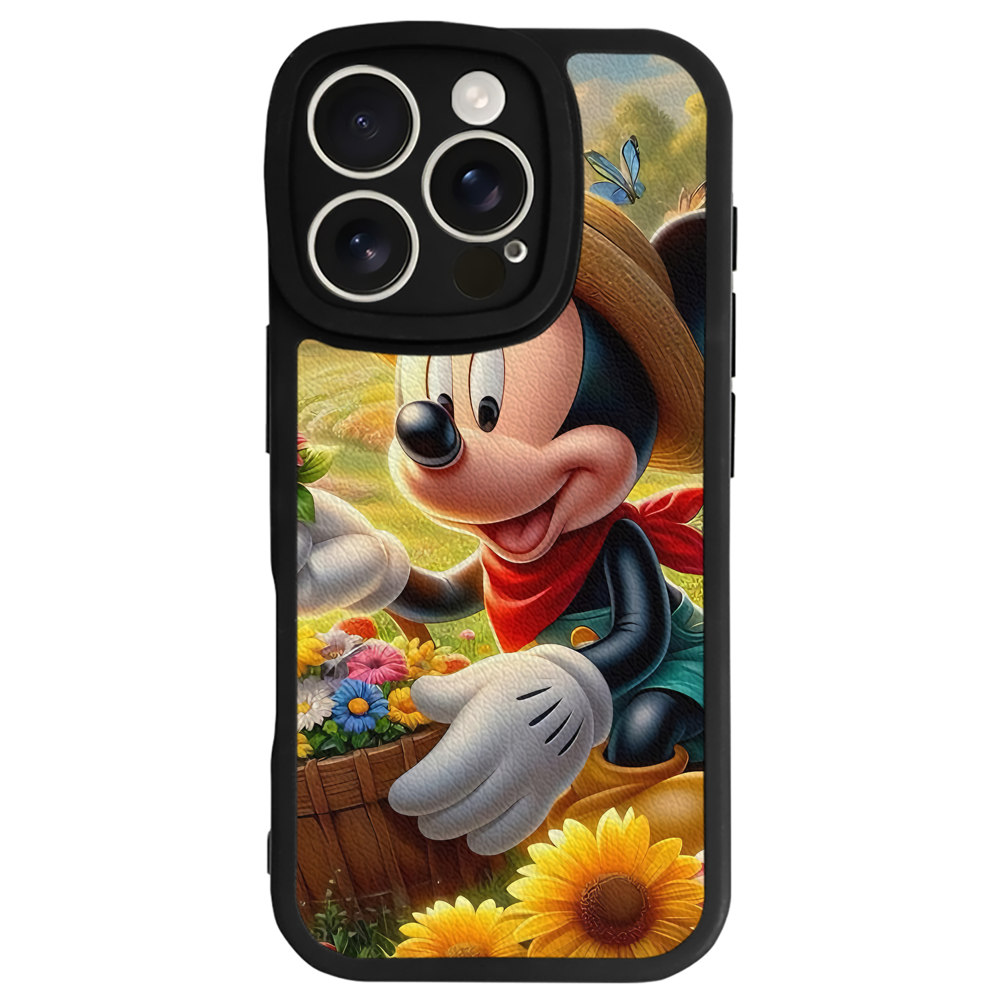 （画像用） ミッキーマウス Mickey Mouse 【iPhone 16シリーズ対応】シリコンスマホケース（レザー調） 材質：シリコン
